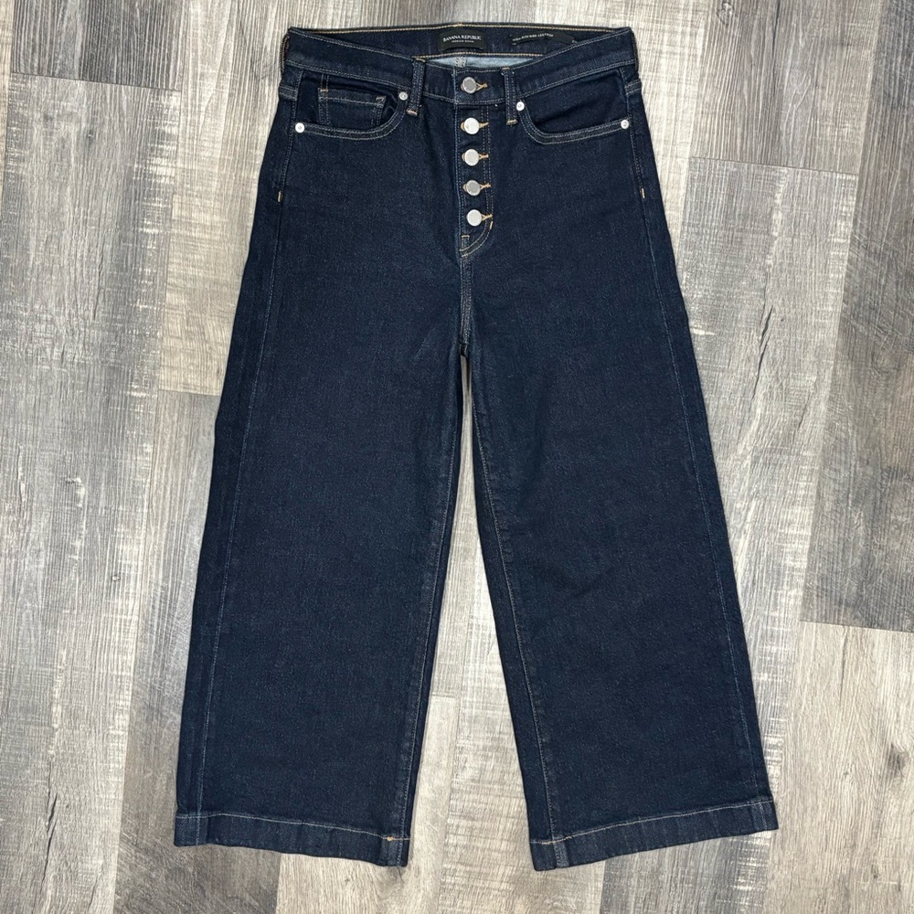Banana Republic High Rise, Wide-leg cropped, Exposed Button-Fly Jeans, EUC